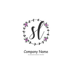 Obraz premium S L SL Initial handwriting and signature logo design with circle. Beautiful design handwritten logo for fashion, team, wedding, luxury logo.