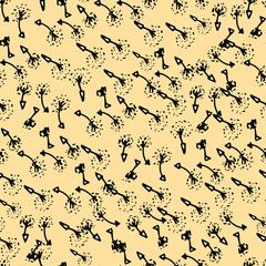 Pattern with wild, summer flowers. Dandelion flower. Background for children and adults with gentle airy dandelion. Dandelion seeds. For textiles, wallpaper, packaging. hand graphics