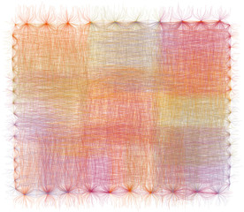 Decorative colorful vivid grunge striped lacy napkin, serviette, carpet, tapestry witn fringe isolated on white