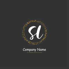S L SL Initial handwriting and signature logo design with circle. Beautiful design handwritten logo for fashion, team, wedding, luxury logo.