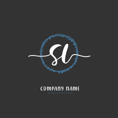 S L SL Initial handwriting and signature logo design with circle. Beautiful design handwritten logo for fashion, team, wedding, luxury logo.