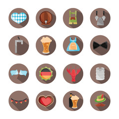 oktoberfest beer festival, celebration german traditional block flat icons set