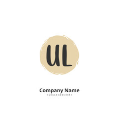 U L UL Initial handwriting and signature logo design with circle. Beautiful design handwritten logo for fashion, team, wedding, luxury logo.