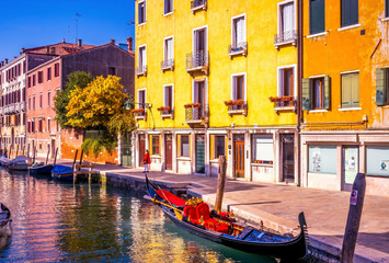 Fototapeta na wymiar Colorful Canal Gondola Venice Italy