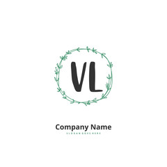 V L VL Initial handwriting and signature logo design with circle. Beautiful design handwritten logo for fashion, team, wedding, luxury logo.