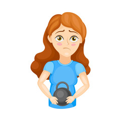 Young Woman Experiencing Heaviness in the Stomach Vector Illustration