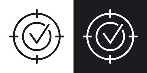 Business target, goal or aim icon. Simple two-tone vector illustration on black and white background