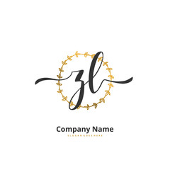 Z L ZL Initial handwriting and signature logo design with circle. Beautiful design handwritten logo for fashion, team, wedding, luxury logo.