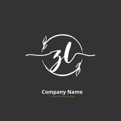 Z L ZL Initial handwriting and signature logo design with circle. Beautiful design handwritten logo for fashion, team, wedding, luxury logo.