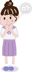 ナプキンがなくて困る女の子のイラスト
