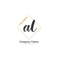A L AL Initial handwriting and signature logo design with circle. Beautiful design handwritten logo for fashion, team, wedding, luxury logo.