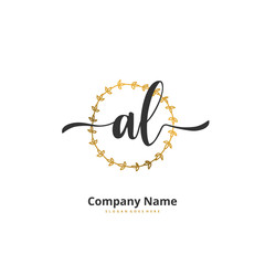 A L AL Initial handwriting and signature logo design with circle. Beautiful design handwritten logo for fashion, team, wedding, luxury logo.