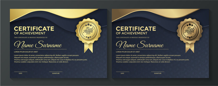 premium golden black certificate template design.