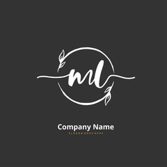 M L ML Initial handwriting and signature logo design with circle. Beautiful design handwritten logo for fashion, team, wedding, luxury logo.