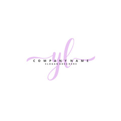 Y L YL Initial handwriting and signature logo design with circle. Beautiful design handwritten logo for fashion, team, wedding, luxury logo.