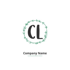 C L CL Initial handwriting and signature logo design with circle. Beautiful design handwritten logo for fashion, team, wedding, luxury logo.