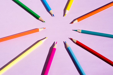 Fototapeta premium color pencils on white background