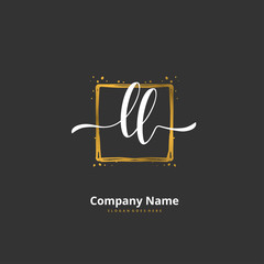 L LL Initial handwriting and signature logo design with circle. Beautiful design handwritten logo for fashion, team, wedding, luxury logo.