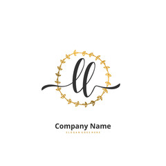 L LL Initial handwriting and signature logo design with circle. Beautiful design handwritten logo for fashion, team, wedding, luxury logo.