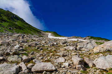 【北アルプス・立山】 室堂 登山道と雪渓
