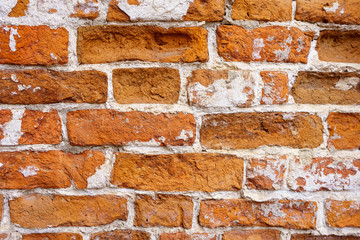 Antique brick wall of a temple in the Smolensk region, Russia