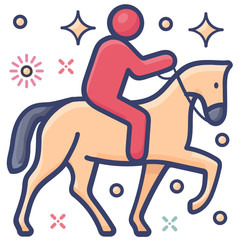 
Human avatar on horse, vector design of horse riding in flat style 
