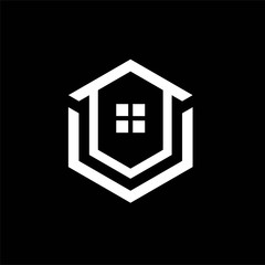  Hexagon house logo, House logo design vector illustration, hexagon house logo design template vector image