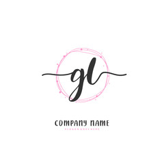 G L GL Initial handwriting and signature logo design with circle. Beautiful design handwritten logo for fashion, team, wedding, luxury logo.