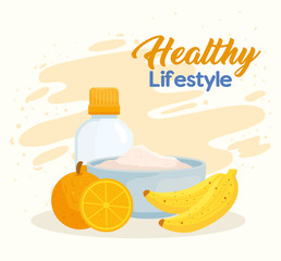 banner healthy lifestyle with fresh food vector illustration design