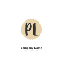 P L PL Initial handwriting and signature logo design with circle. Beautiful design handwritten logo for fashion, team, wedding, luxury logo.