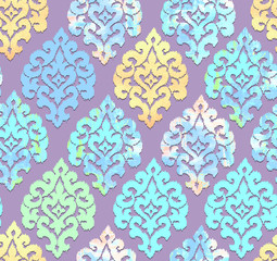 Various Brush Textured Damask Pattern Realistic Look High Quality Detailed Design Perfect For Interior and Fabric Production Print Trendy Colorful