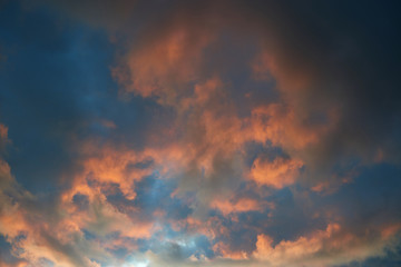 sunset sky with multicolored clouds