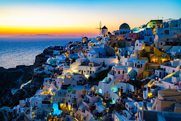 oia vilage santorini sunset, greece