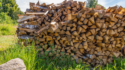 Stack of stacked firewood