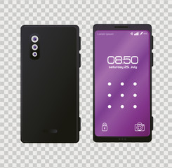 Fototapeta na wymiar realistic smartphones mockup with lock pattern on the screen vector illustration design