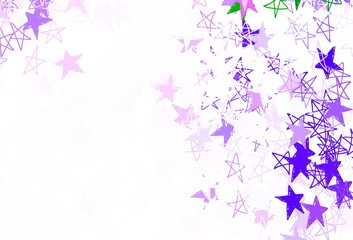 Light Pink, Green vector template with sky stars.