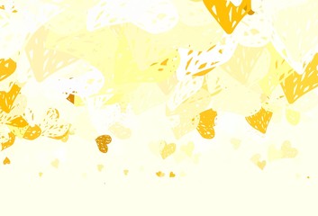 Light Yellow vector texture with lovely hearts.