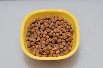 fresh germinated chickpeas on white background