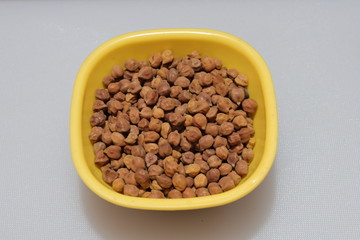 fresh germinated chickpeas on white background