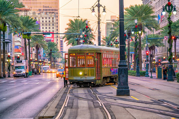Fototapeta Streetcar in downtown New Orleans, USA obraz