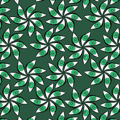 Fototapeta premium Flower pattern of petals from the eyes. Green pupils. Wallpaper. Wrapping paper. Textile prints.