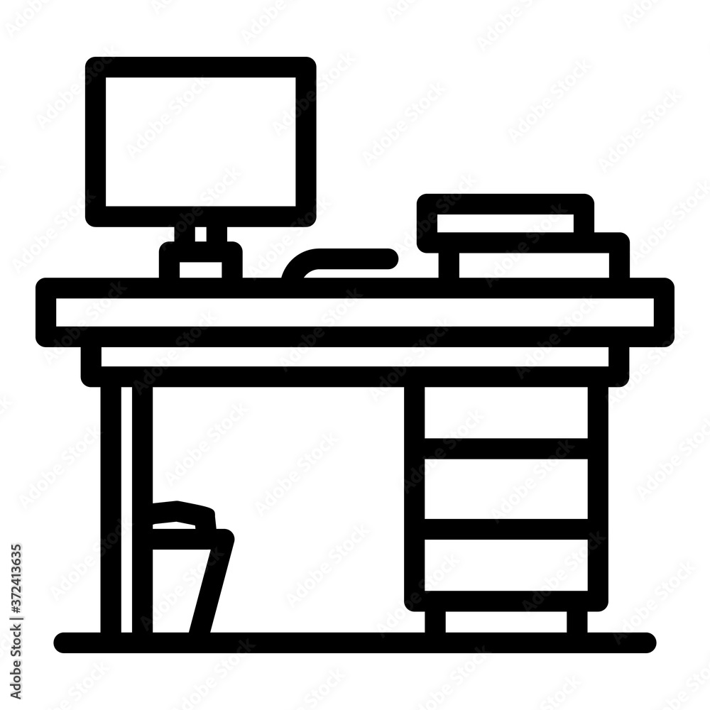 Poster office table icon. outline office table vector icon for web design isolated on white background