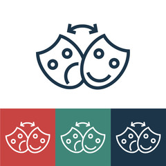 Linear vector icon with drama and comedy