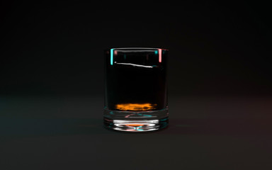 Glass of whiskey on black 