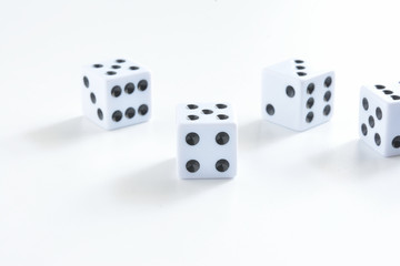 4,  Dices on white background
