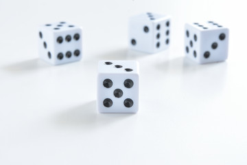 5,  Dices on white background
