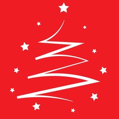 christmas tree on red background vector illustration