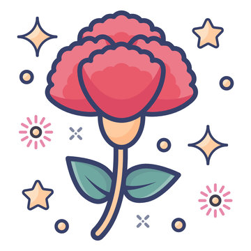 
A Pink Clove Flower, Flat Design Of Carnation Icon
