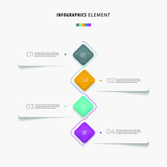 Minimalist and Modern Four step infographic element vector, can be used for presentation, pitch deck element