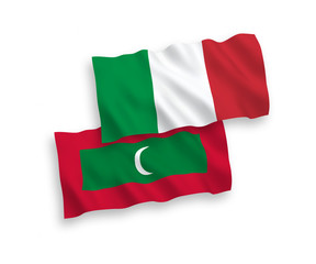 Obraz premium Flags of Italy and Maldives on a white background